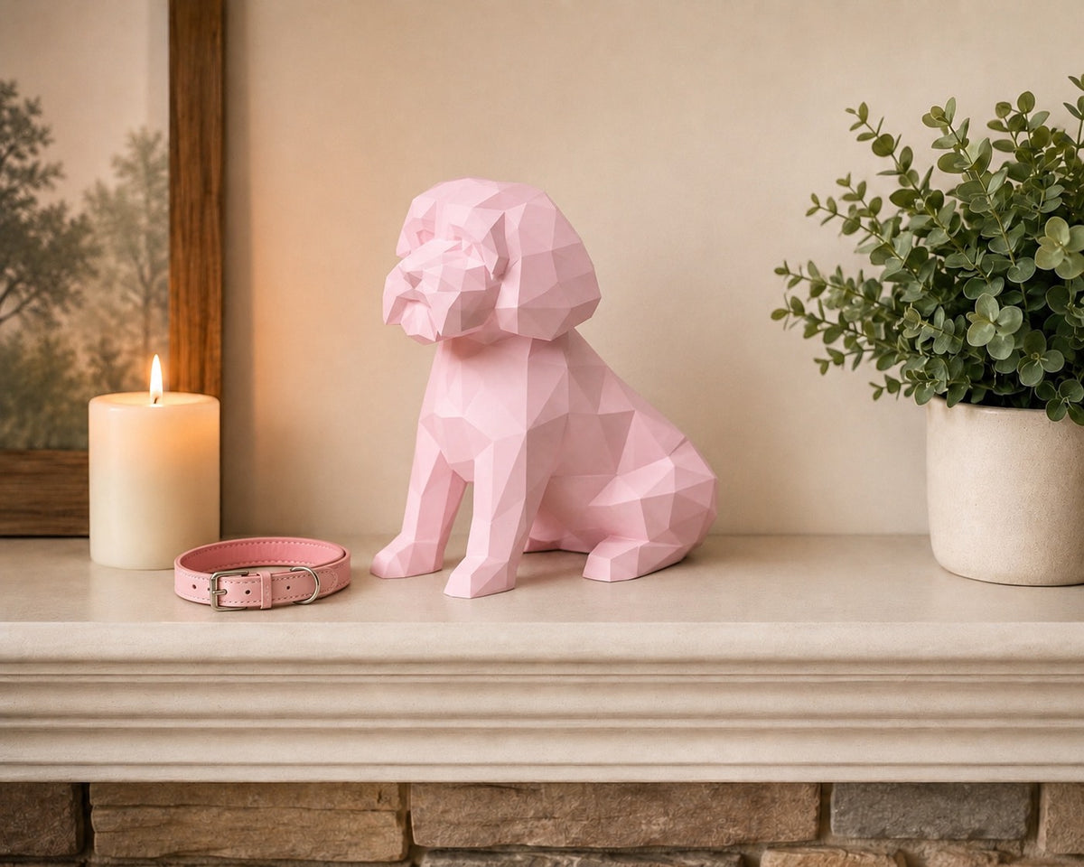 pink Maltese custom Pet Urn