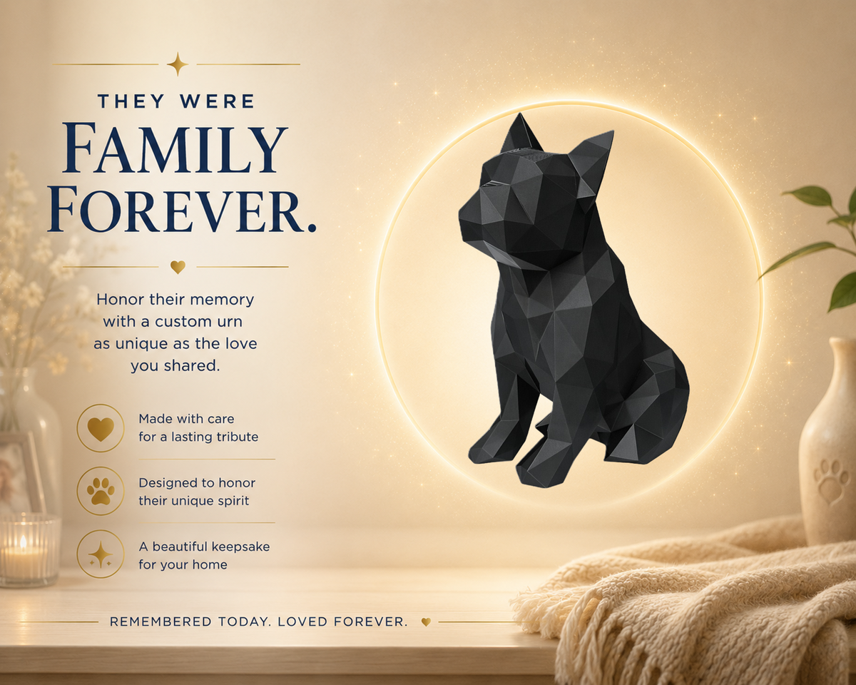 Black French Bulldog custom Pet Urn