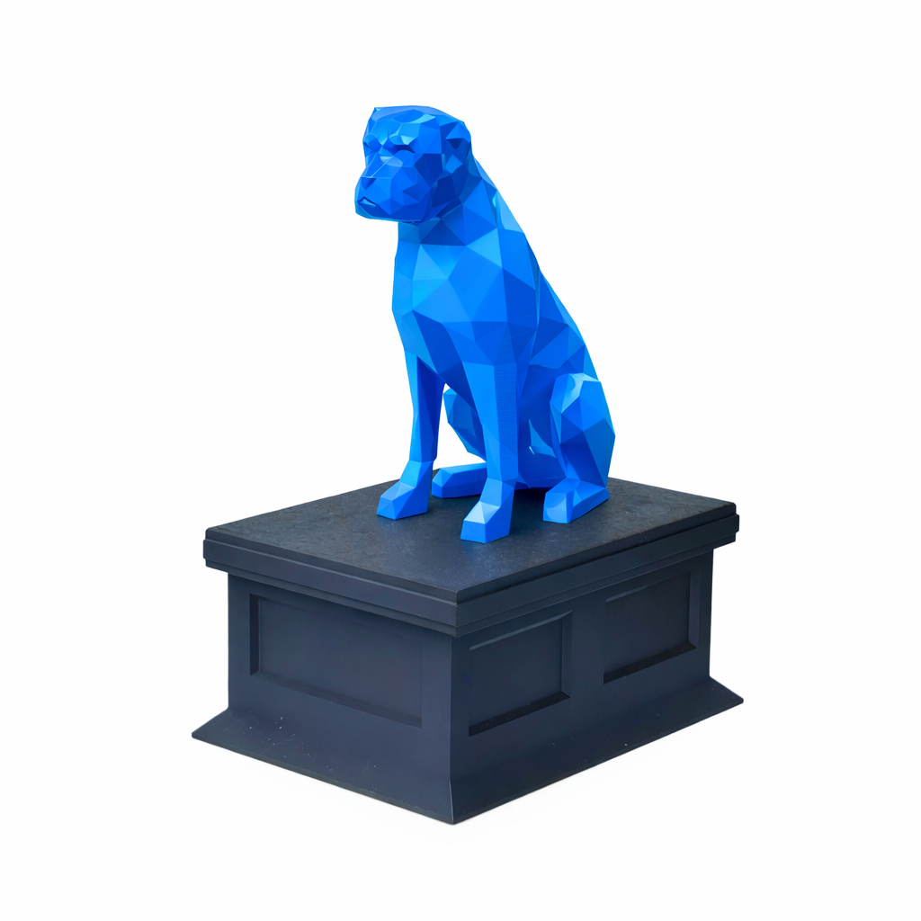 black vault blue boxer pet urn