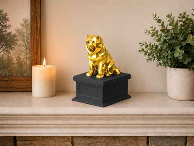 black vault gold chow chow custom pet urn