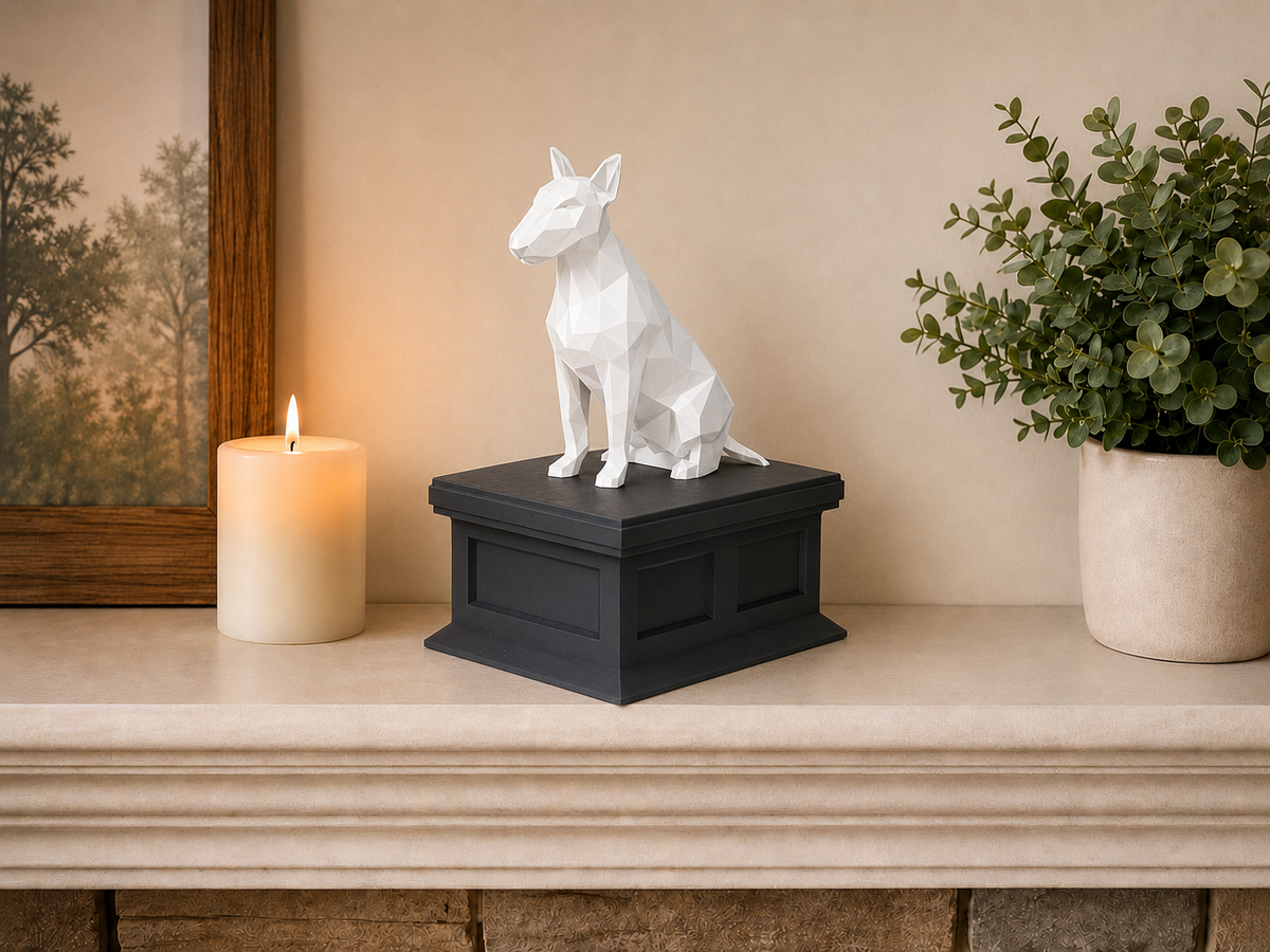 black vault white bull terrier custom pet urn