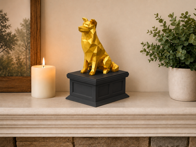 black vault gold border collie custom pet urn