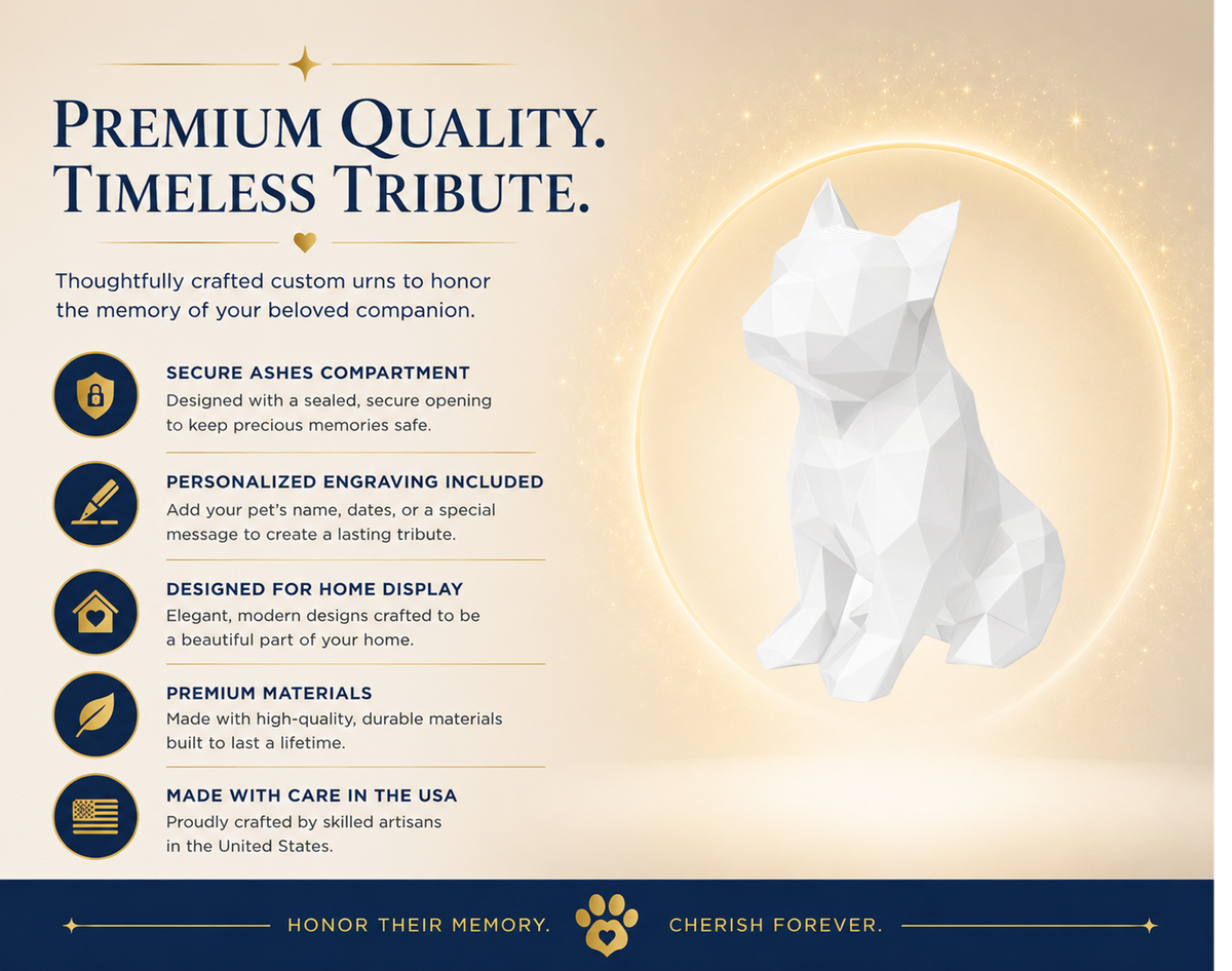 white French Bulldog custom Pet Urn
