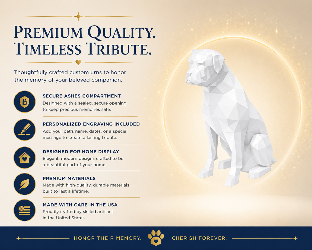 White Boxer Custom Pet Urn