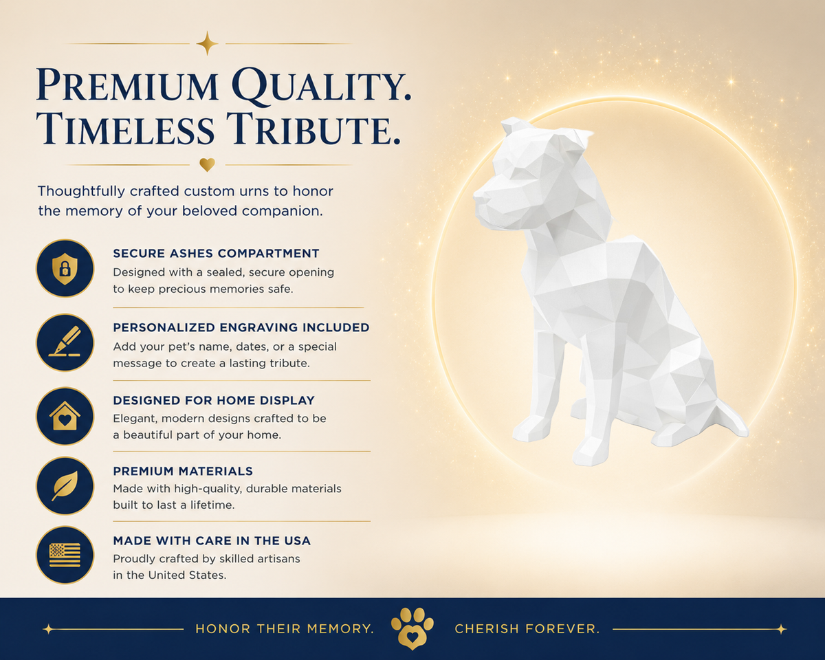 White Staffordshire Terrier Pet Urn