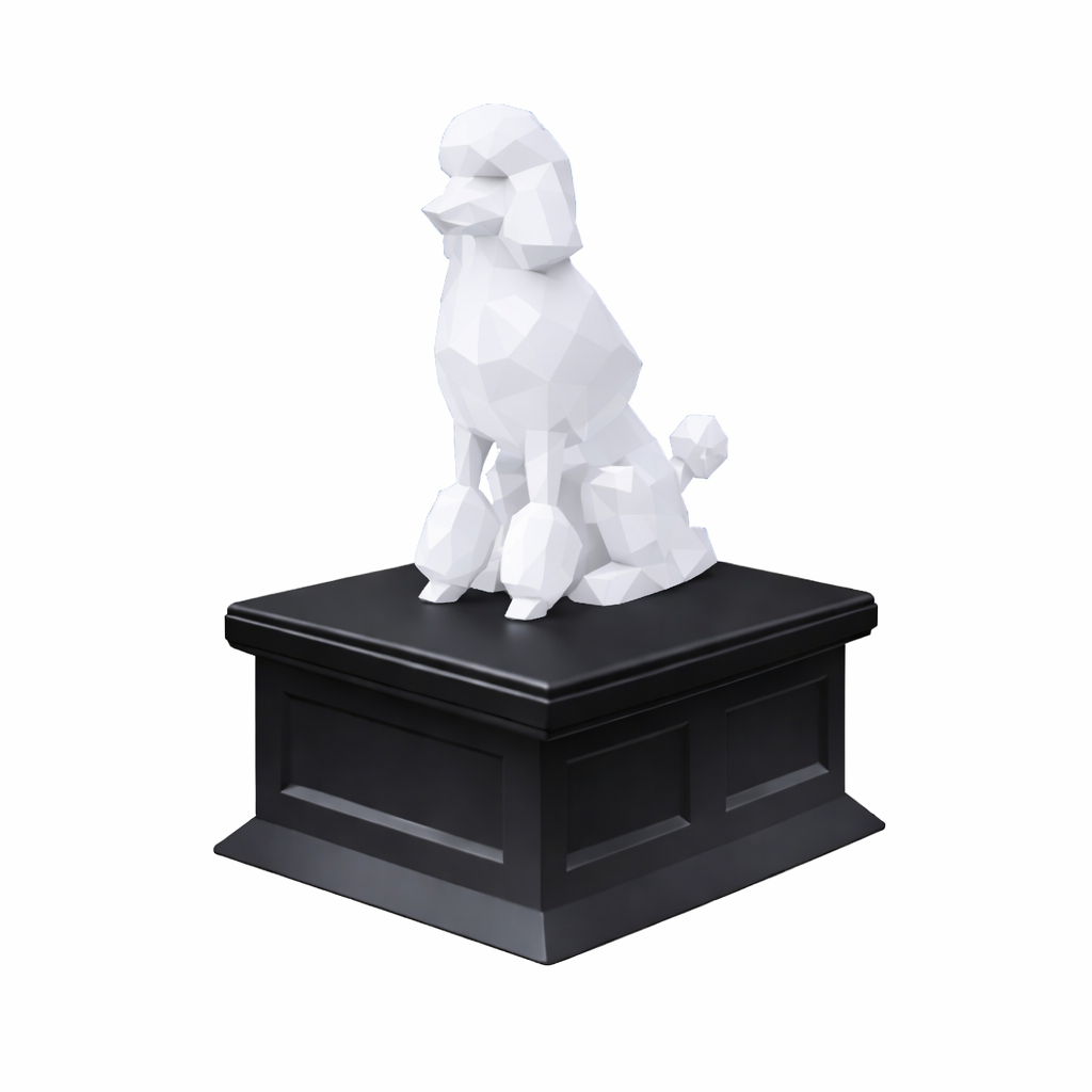 black vault white poodle pet urn