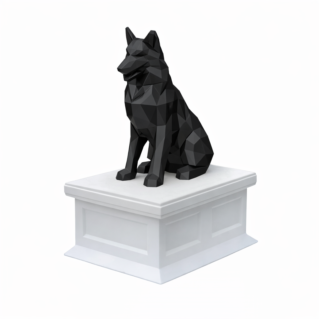 white vault black Shetland Shepherd pet urn