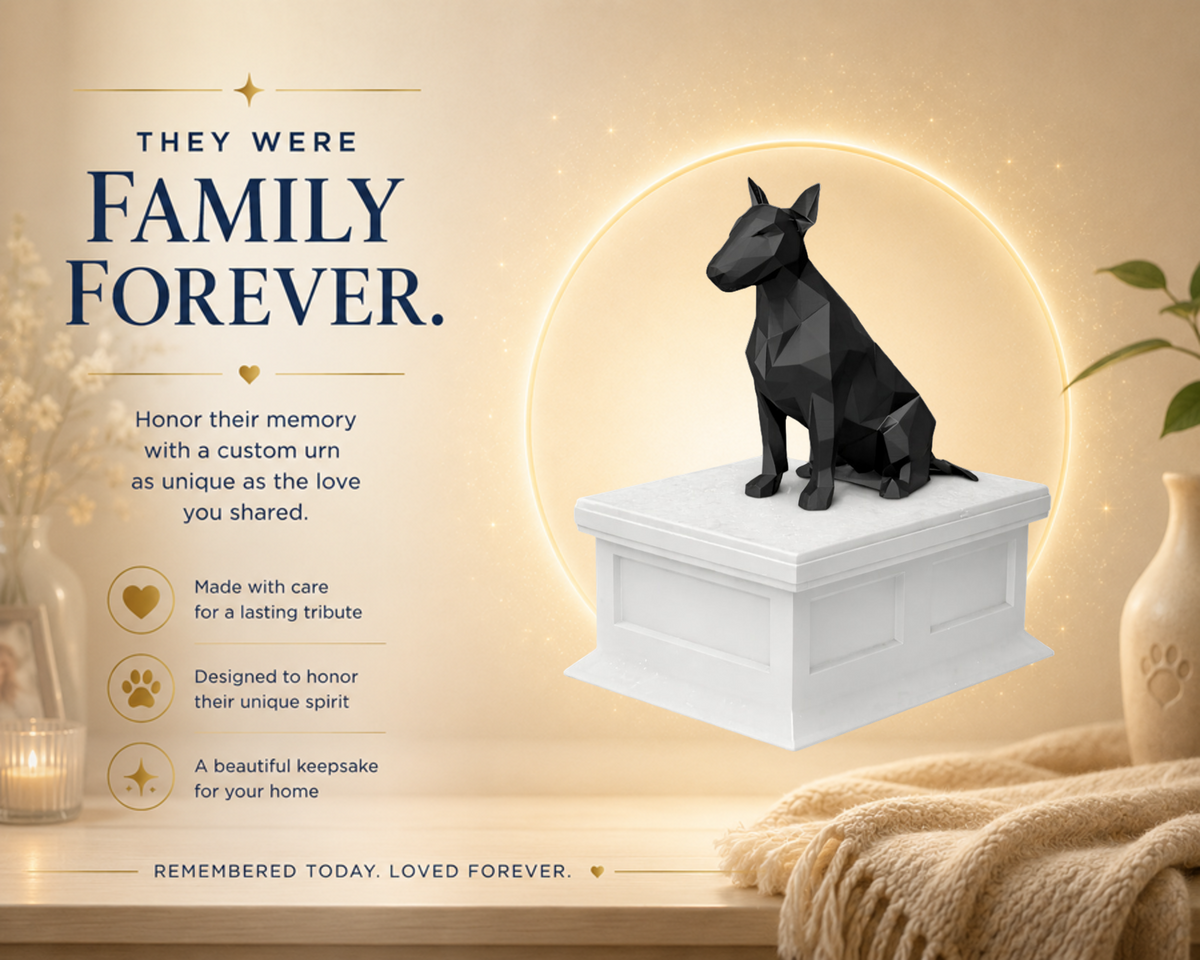 white vault black bull terrier custom pet urn