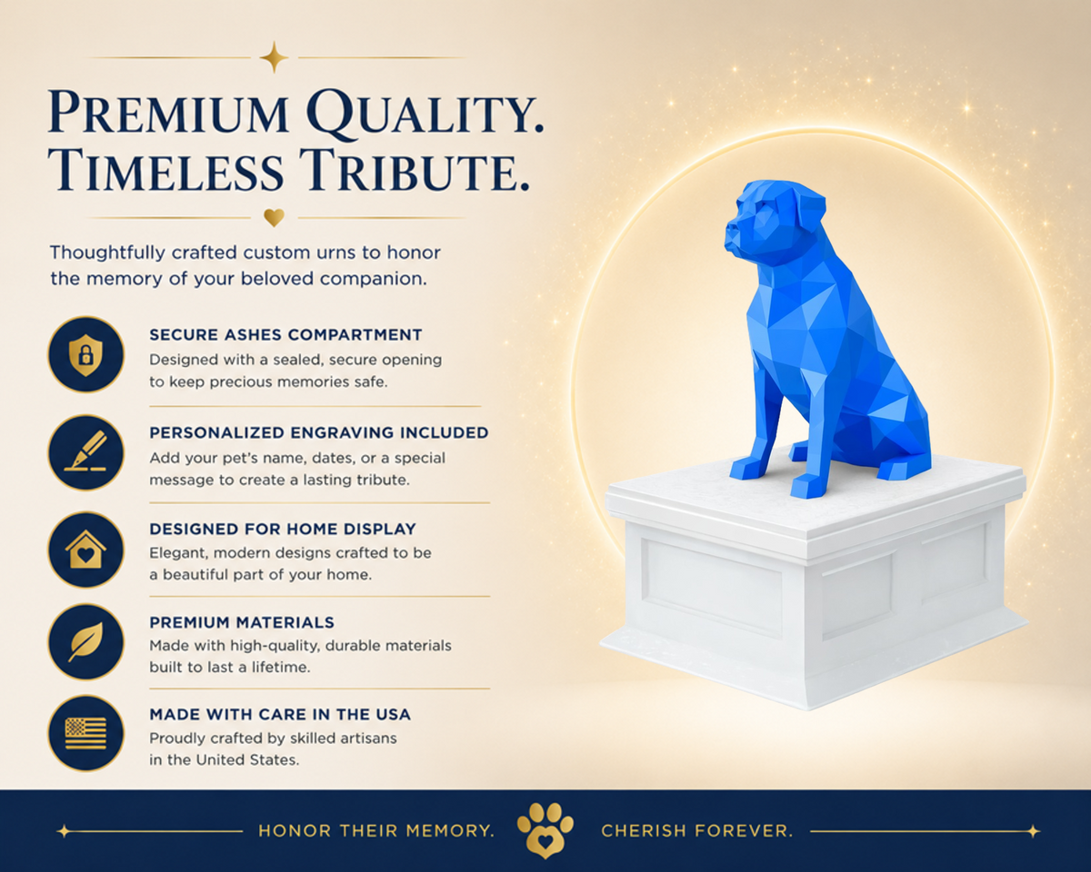 white vault blue Rottweiler custom pet urn
