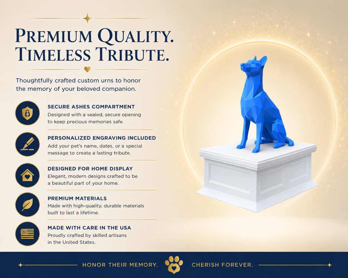 white Vault Blue Belgian Malinois custom Pet Urn