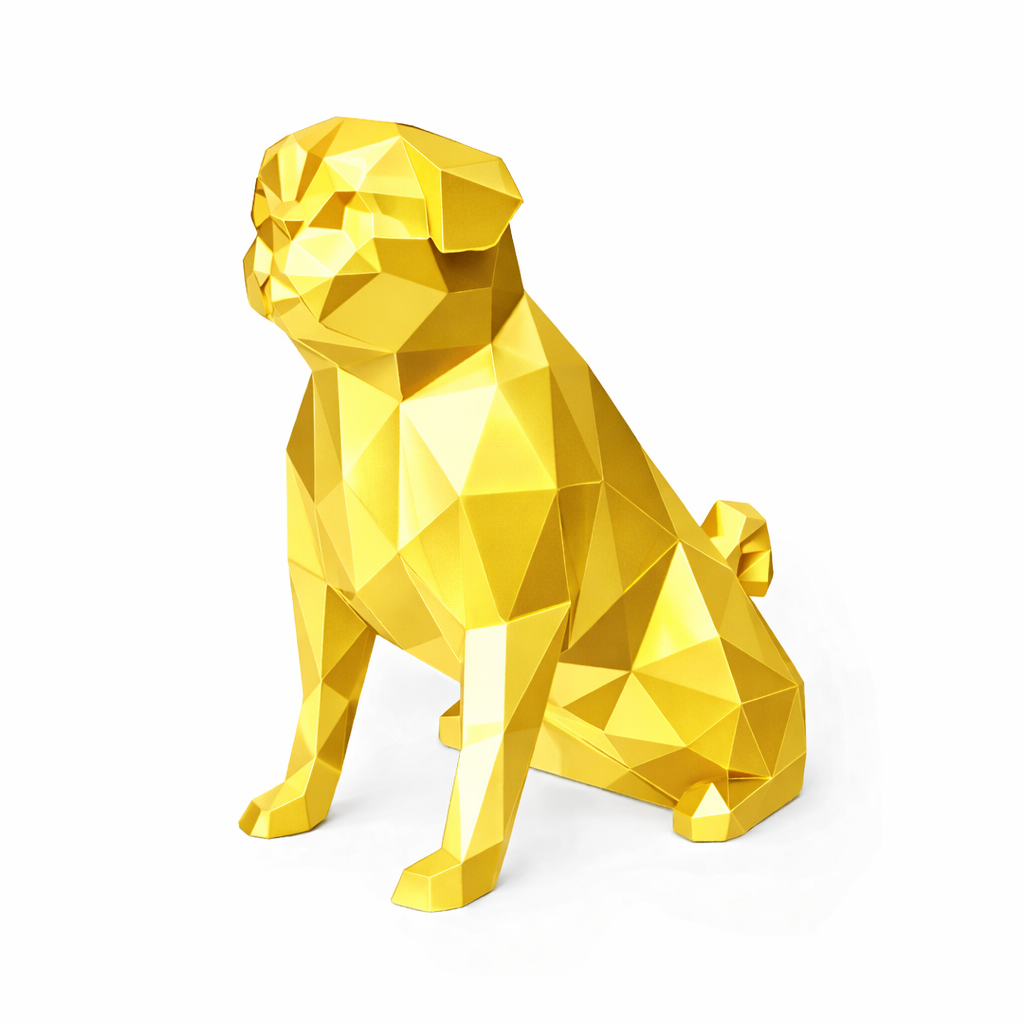 Gold Pug Pet Urn