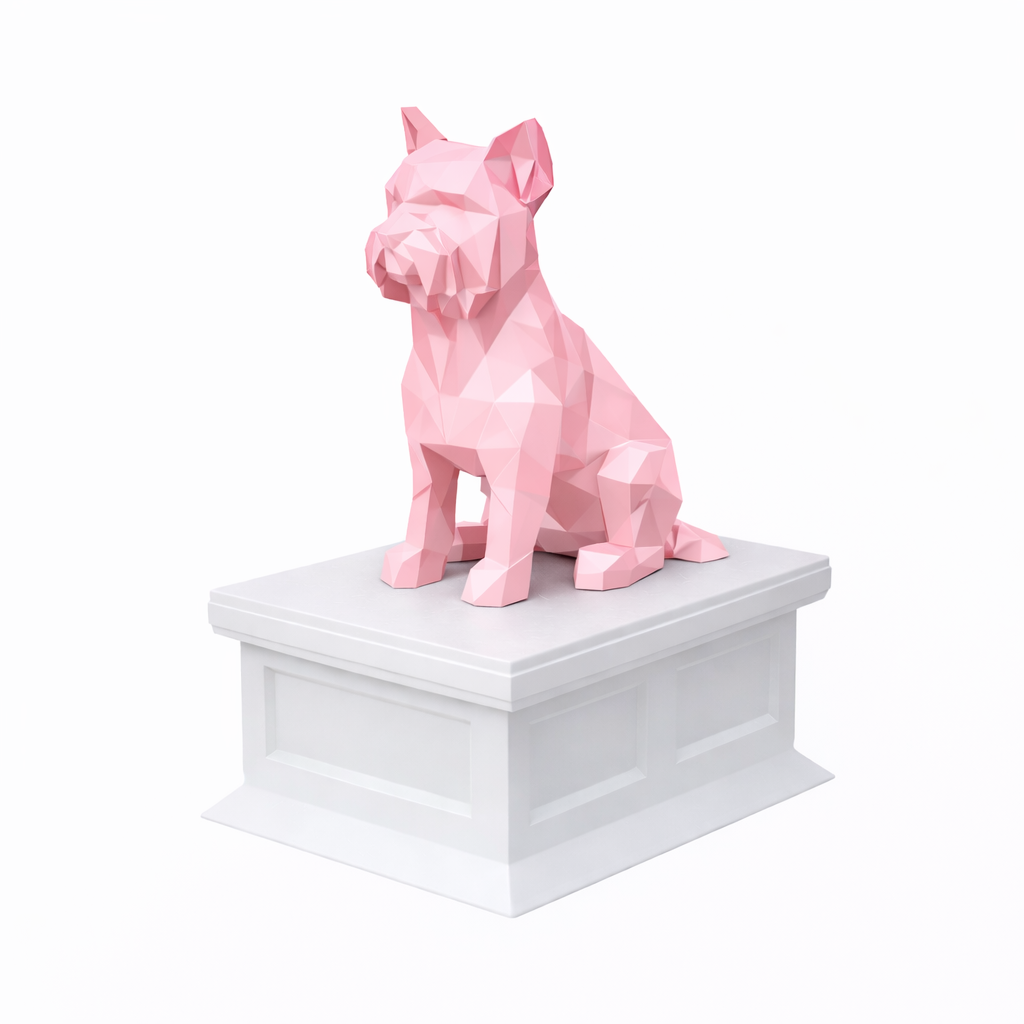 white vault pink Yorkshire Terrier pet urn