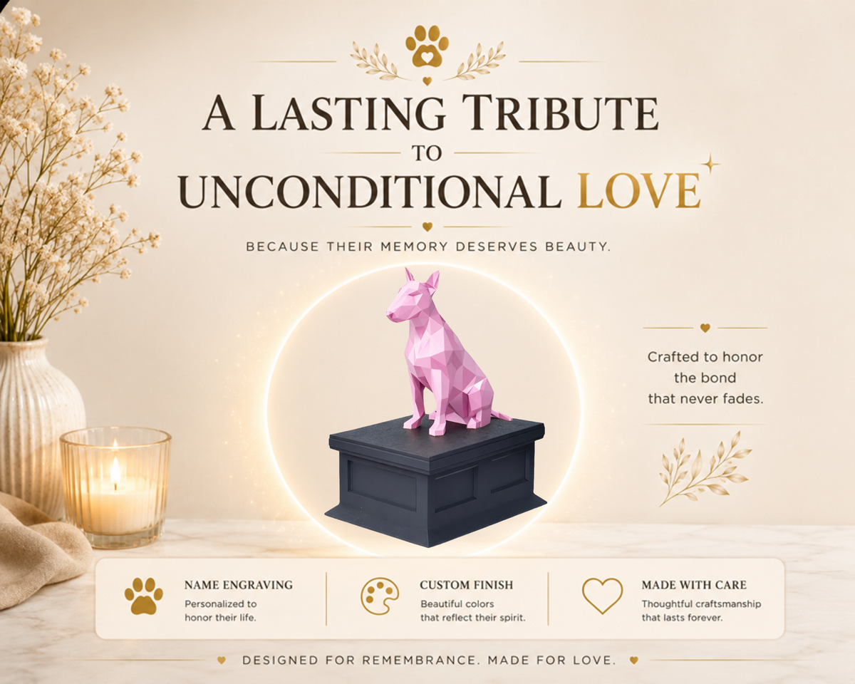 black vault pink bull terrier custom pet urn