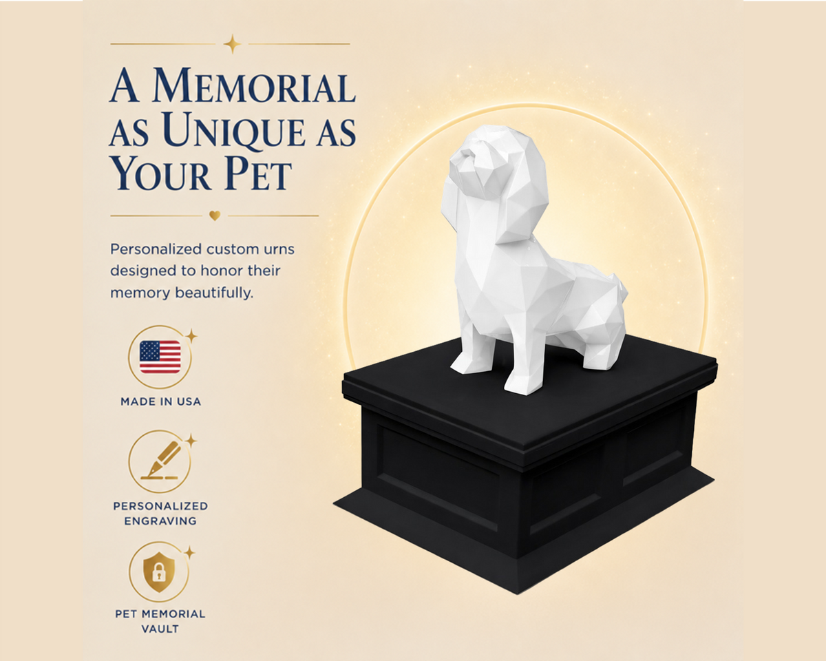 black vault white Shih Tzu custom pet urn