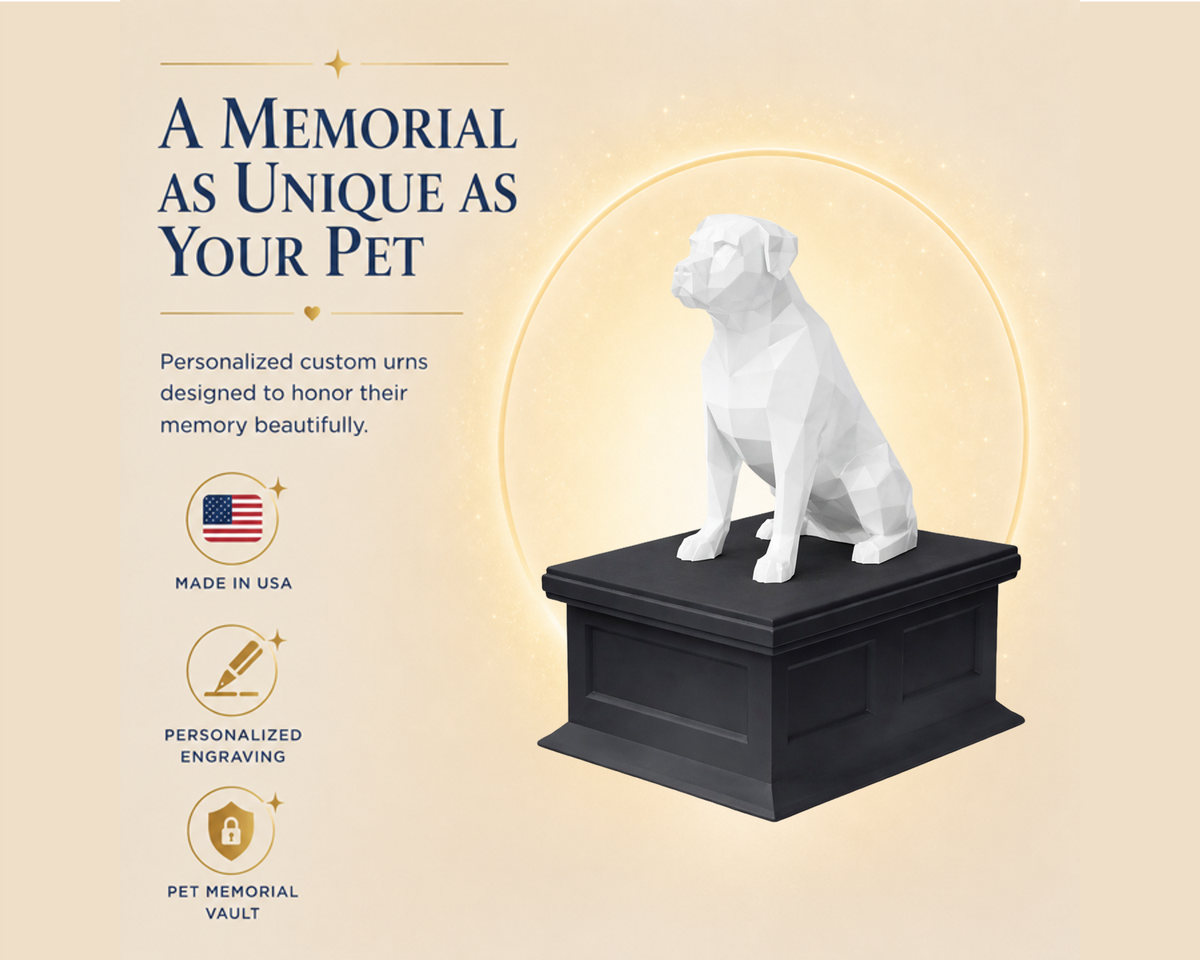 black vault white Rottweiler custom pet urn