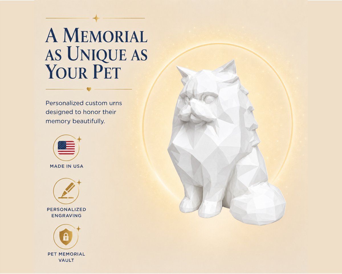 White Persian Cat Pet Capsule custom Urn