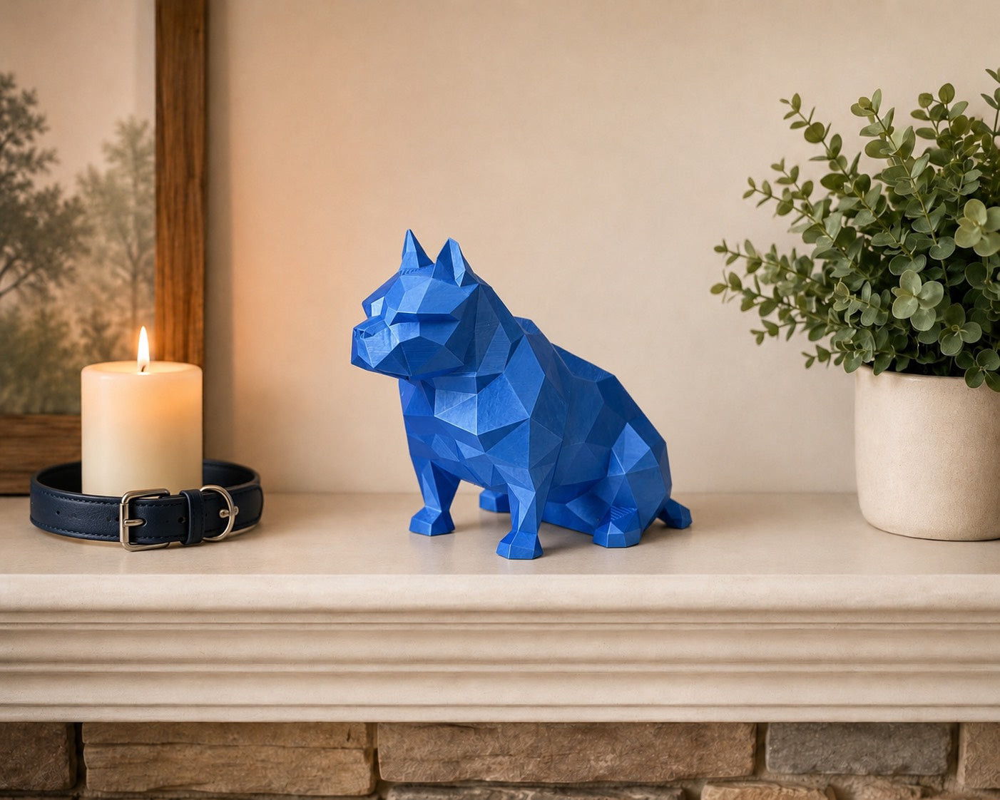 Blue American Bulldog custom Pet Urn