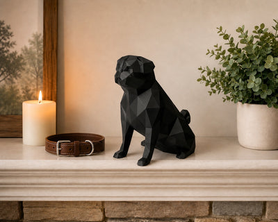Black Pug custom Pet Urn