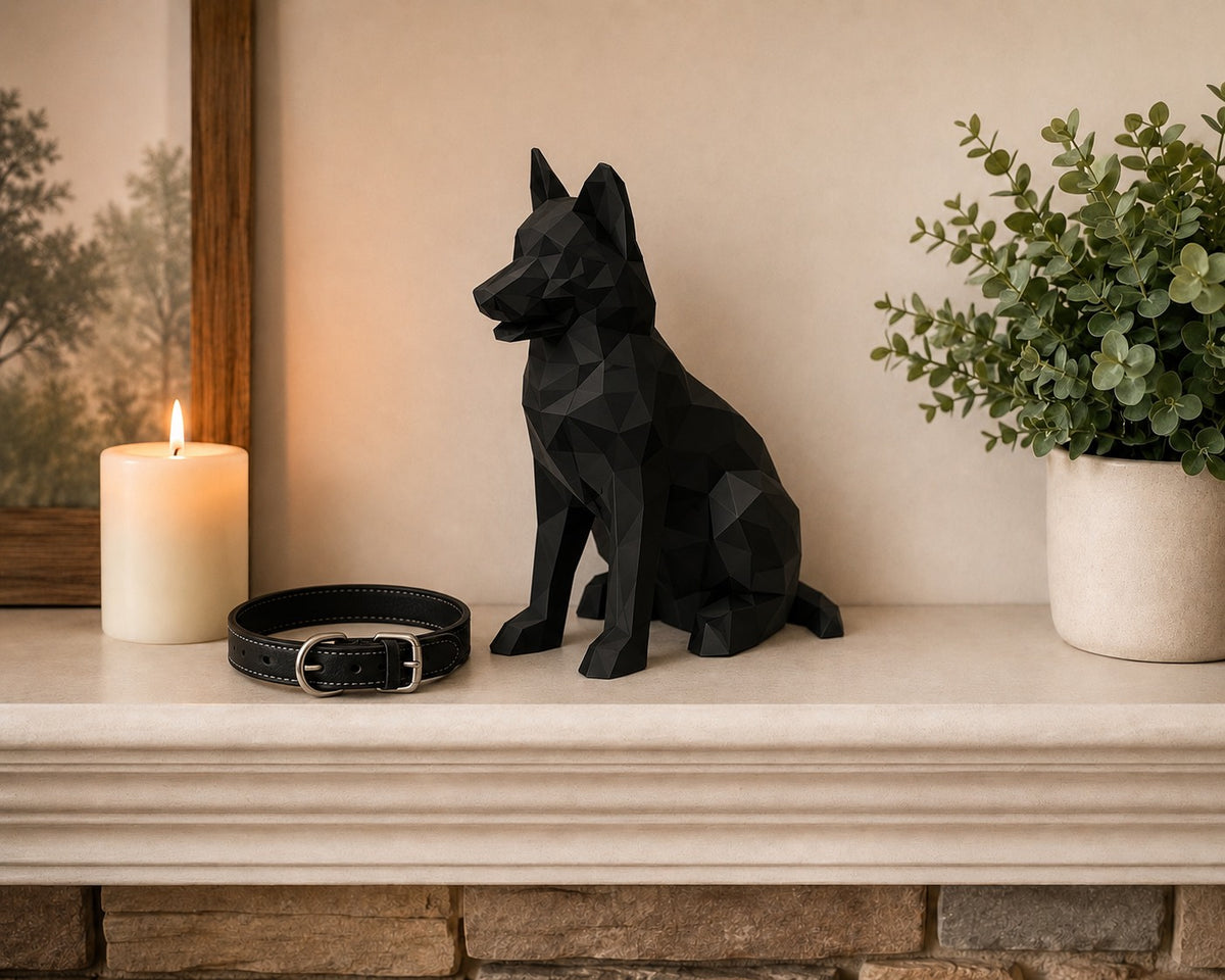 Black German Shepherd custom Pet Urn