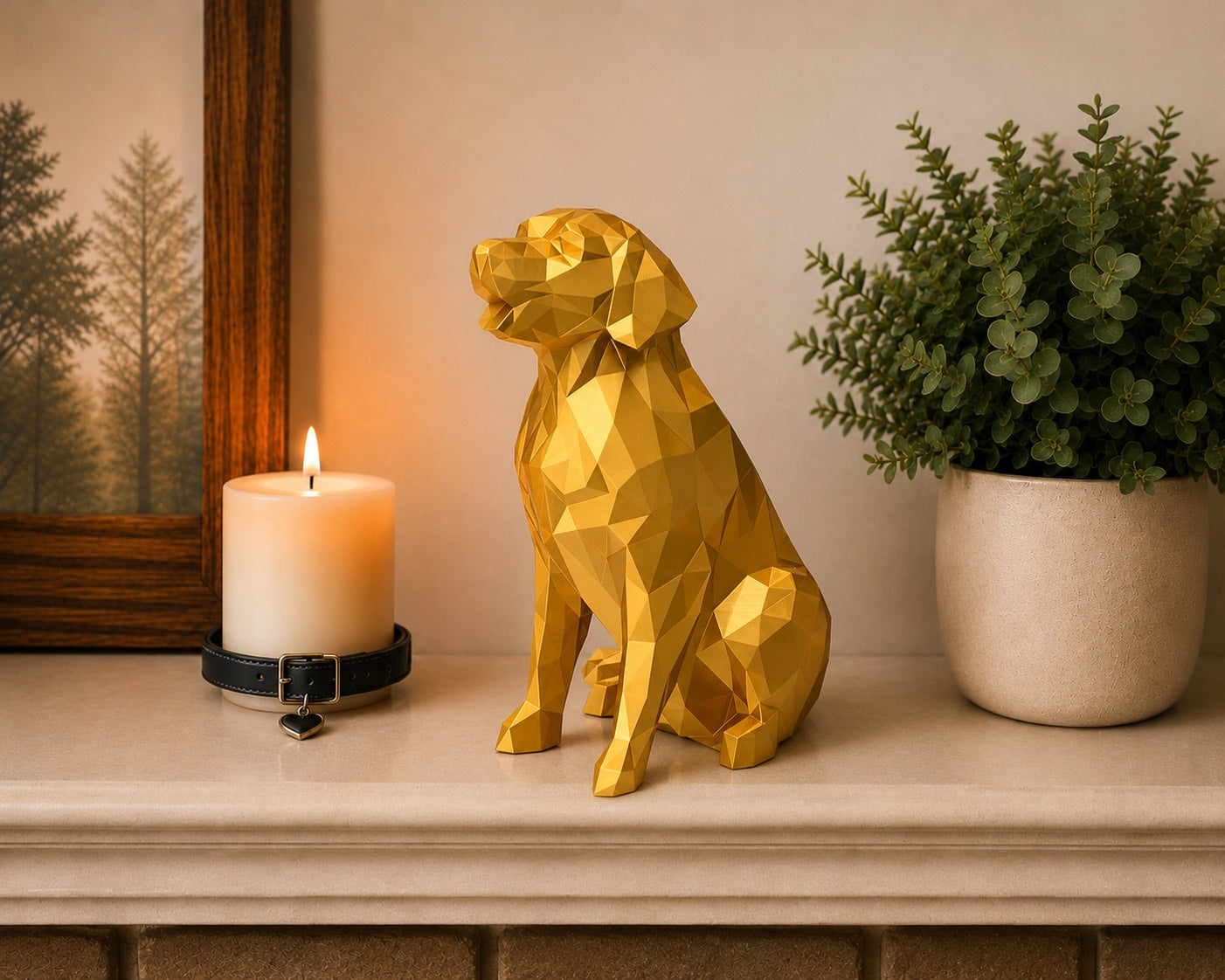Gold Golden Retriever custom Pet Urn