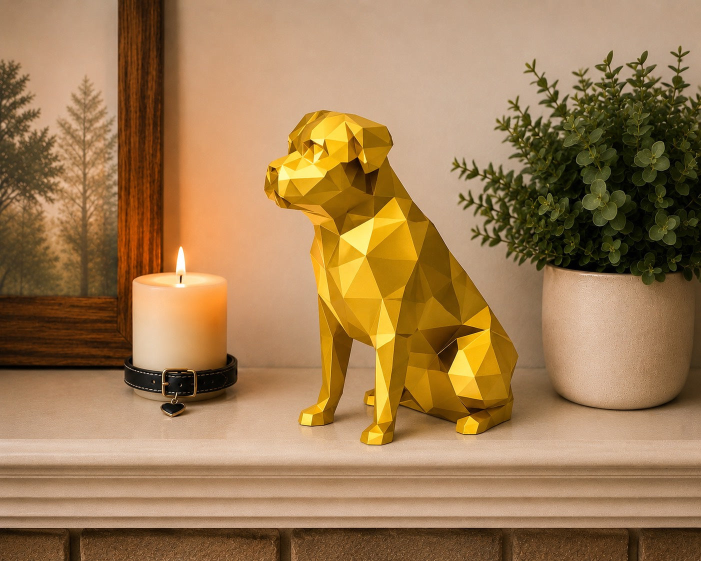 gold Rottweiler custom Pet Urn
