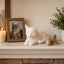 white Cat laying Pet Capsule custom Urn