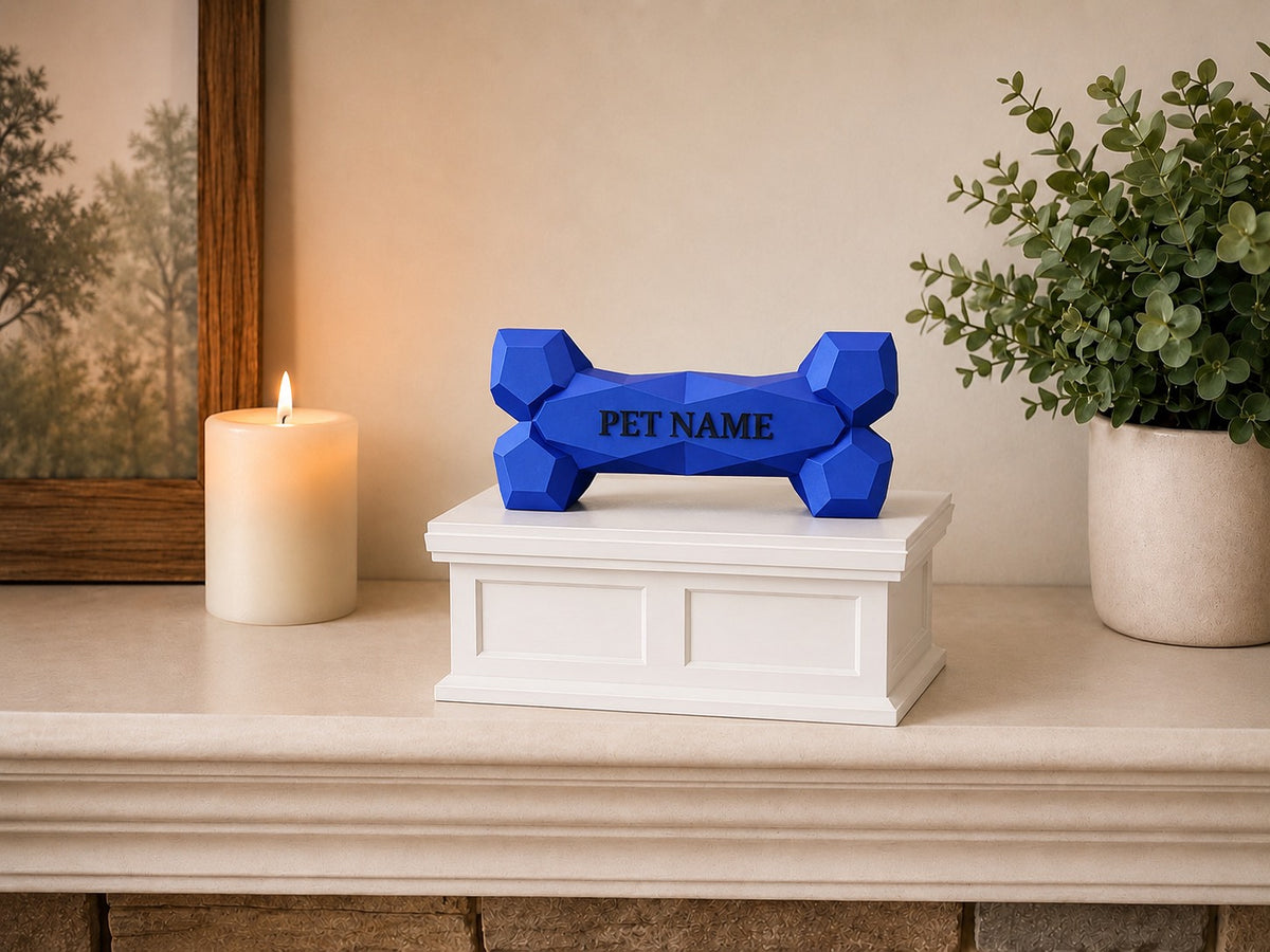 white Vault blue Bone custom Pet Urn