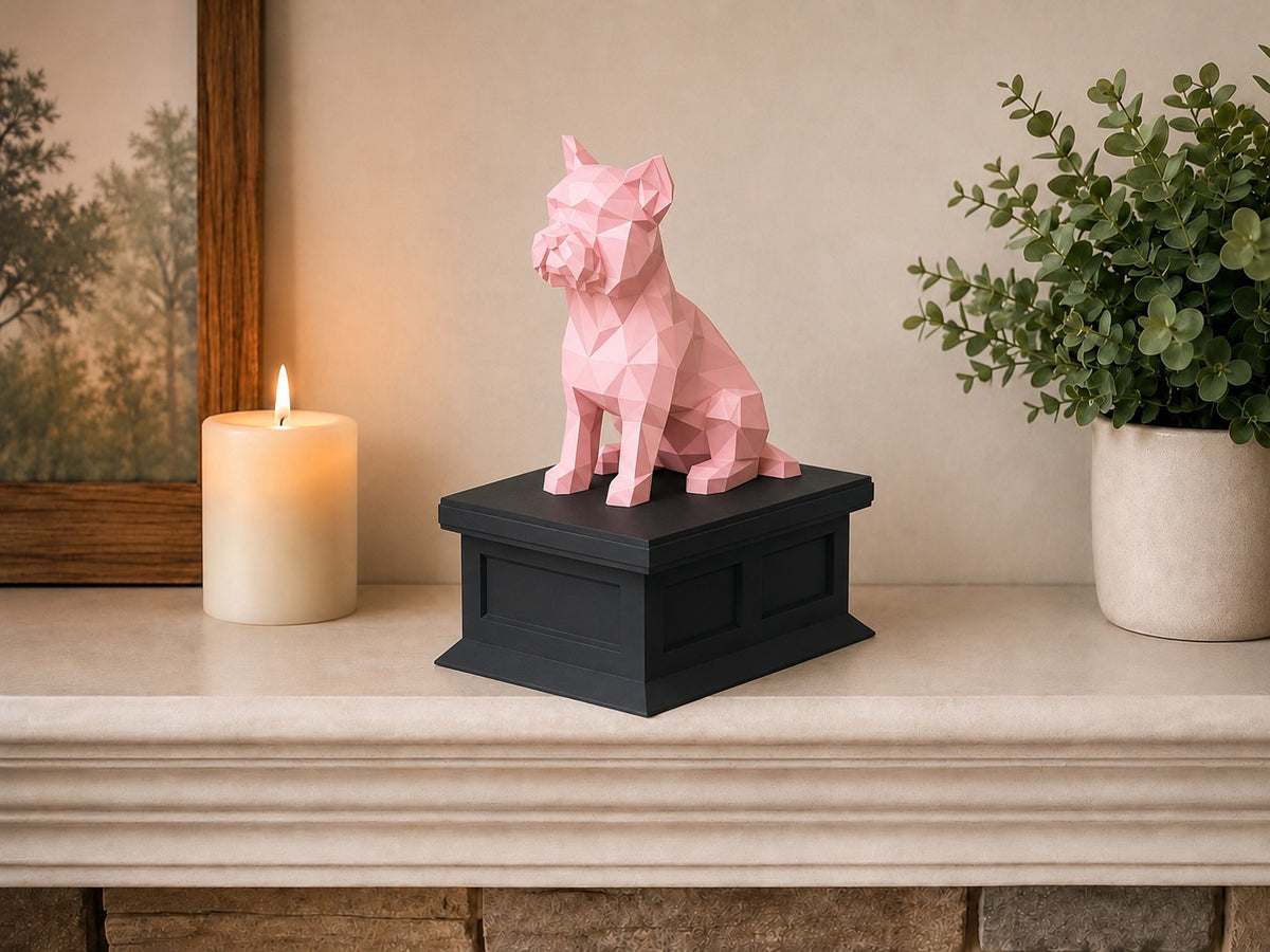 black vault pink Yorkshire Terrier custom pet urn