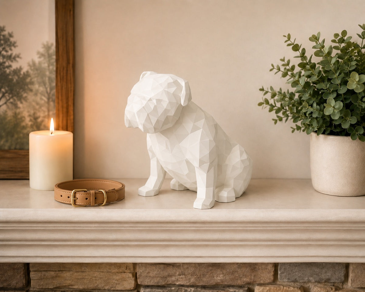 White English Bulldog custom Pet Urn
