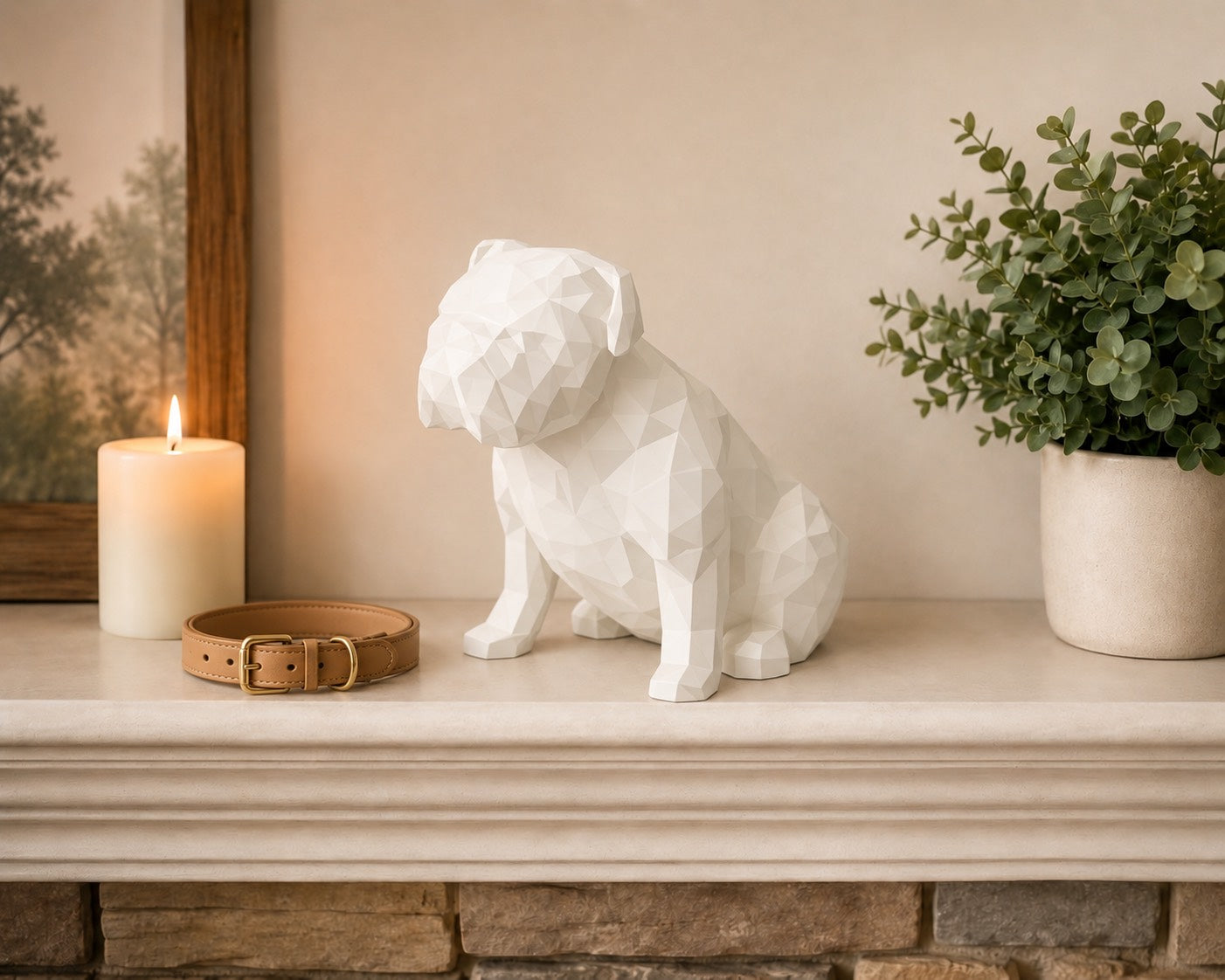 White English Bulldog custom Pet Urn