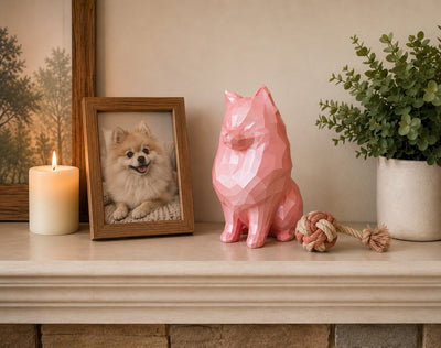 pink Pomeranian custom pet urn