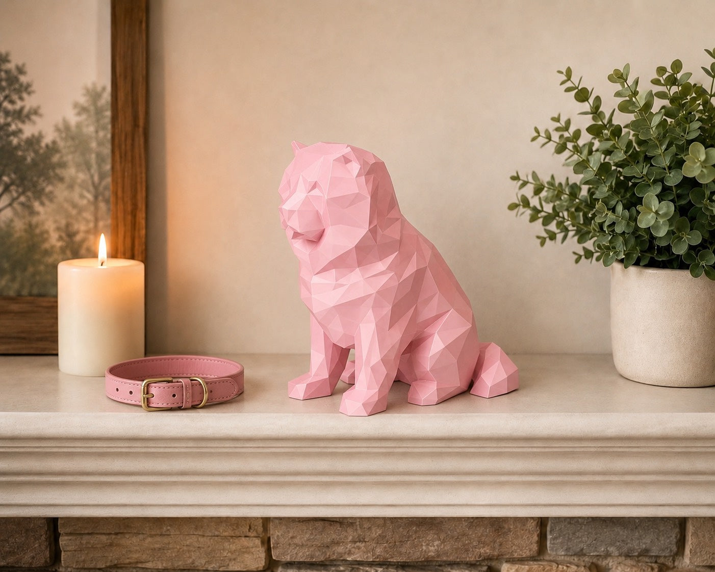 pink Chow Chow custom Pet Urn