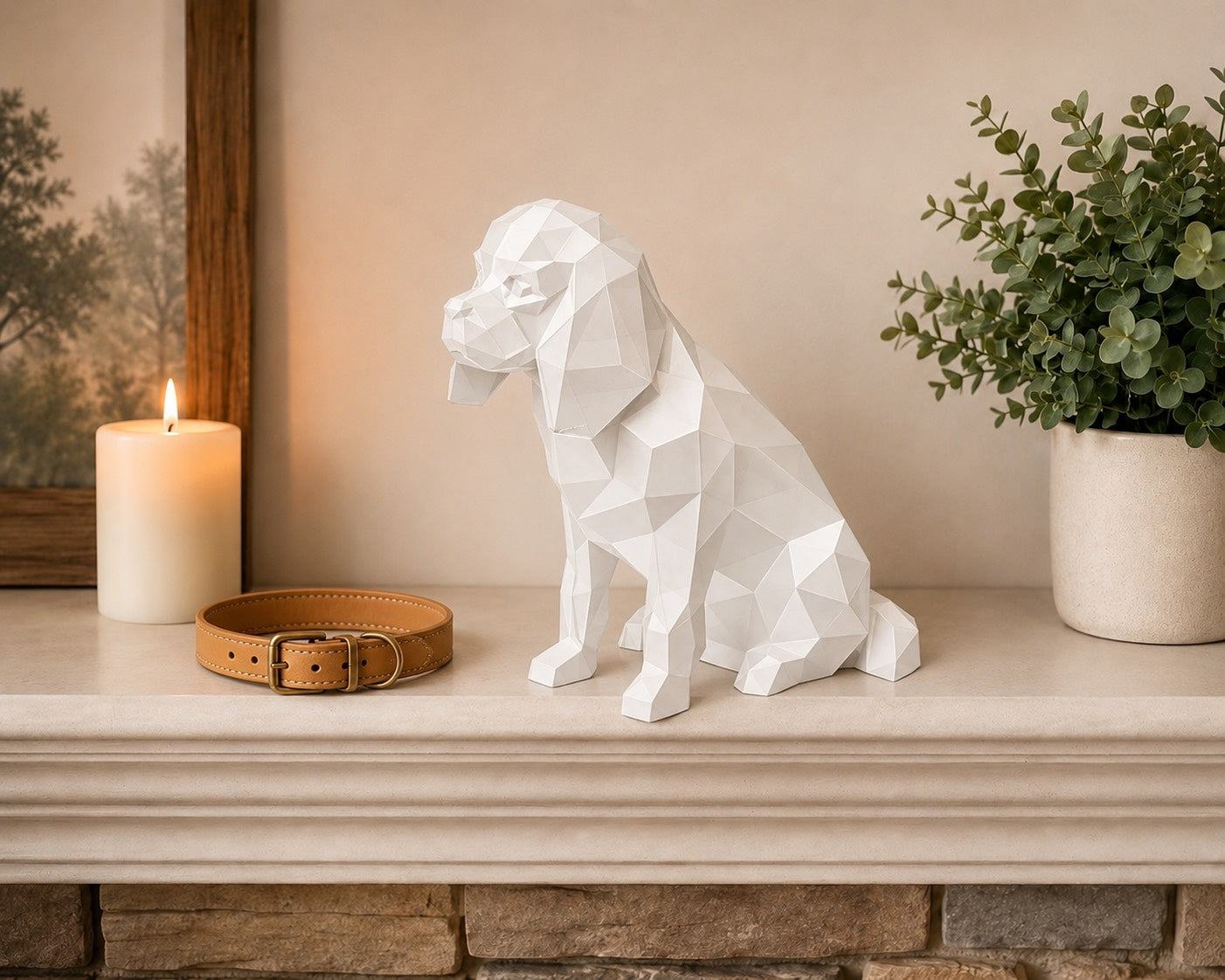 White Cavalier King Charles Spaniel custom Pet Urn