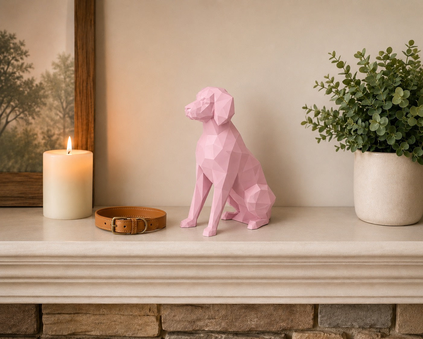 Pink Brittany Spaniel custom Pet Urn