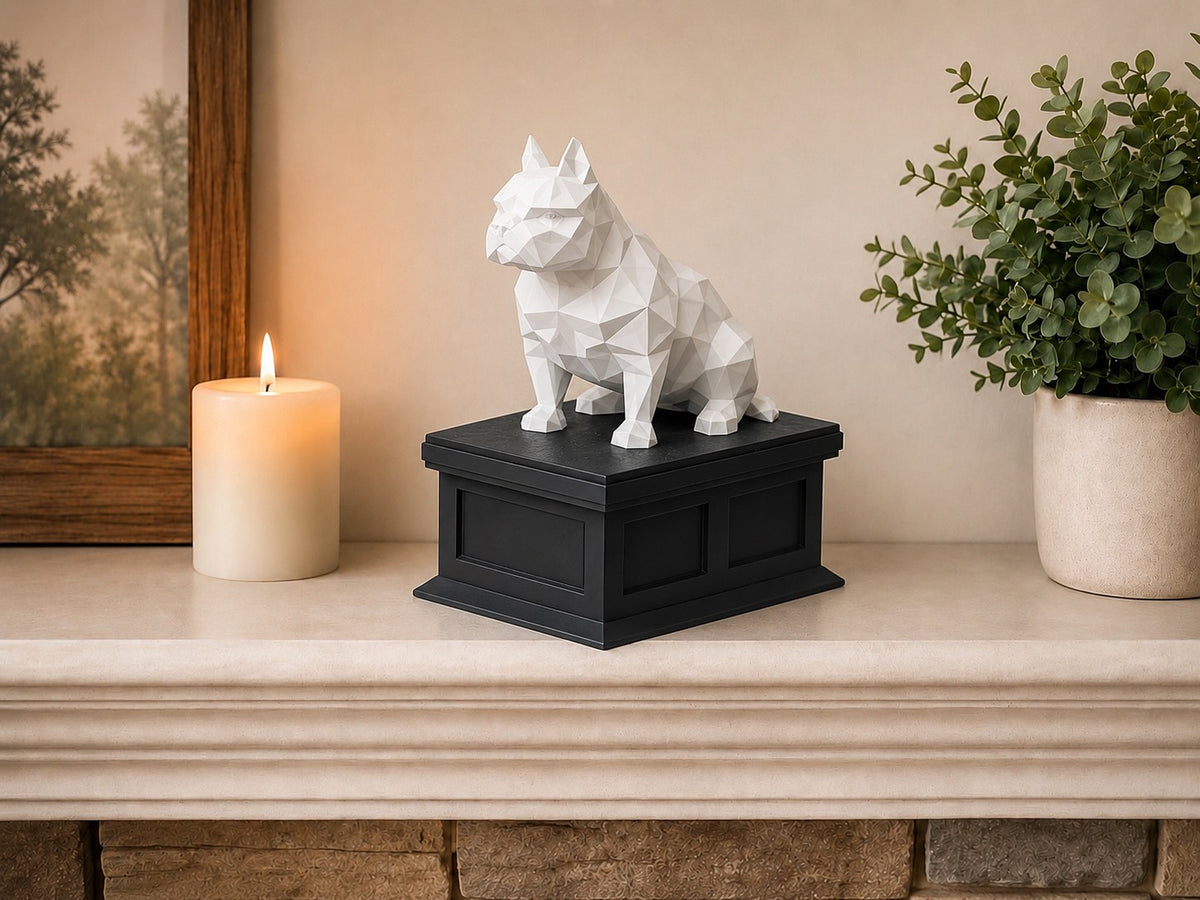 Black Vault White American Bulldog Custom Pet Urn
