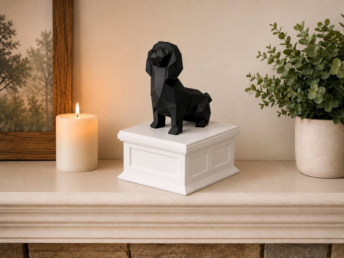 white vault black Shih Tzu custom pet urn