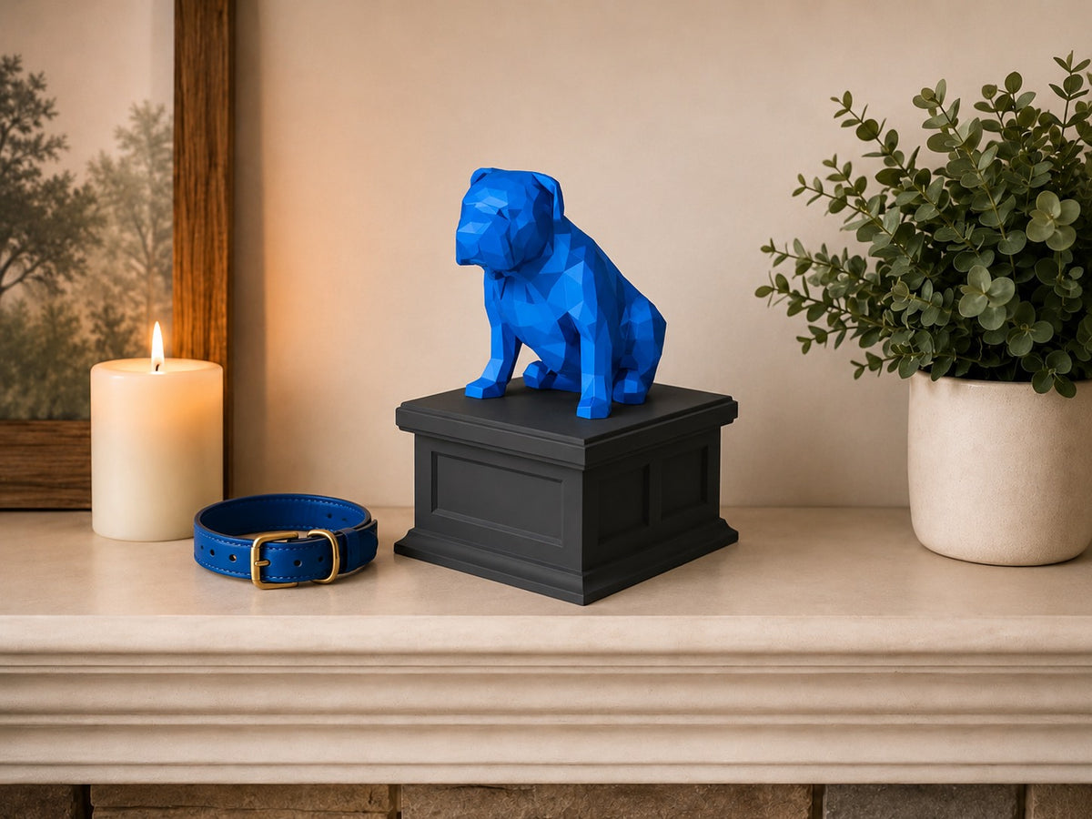 black vault blue english bulldog custom pet urn