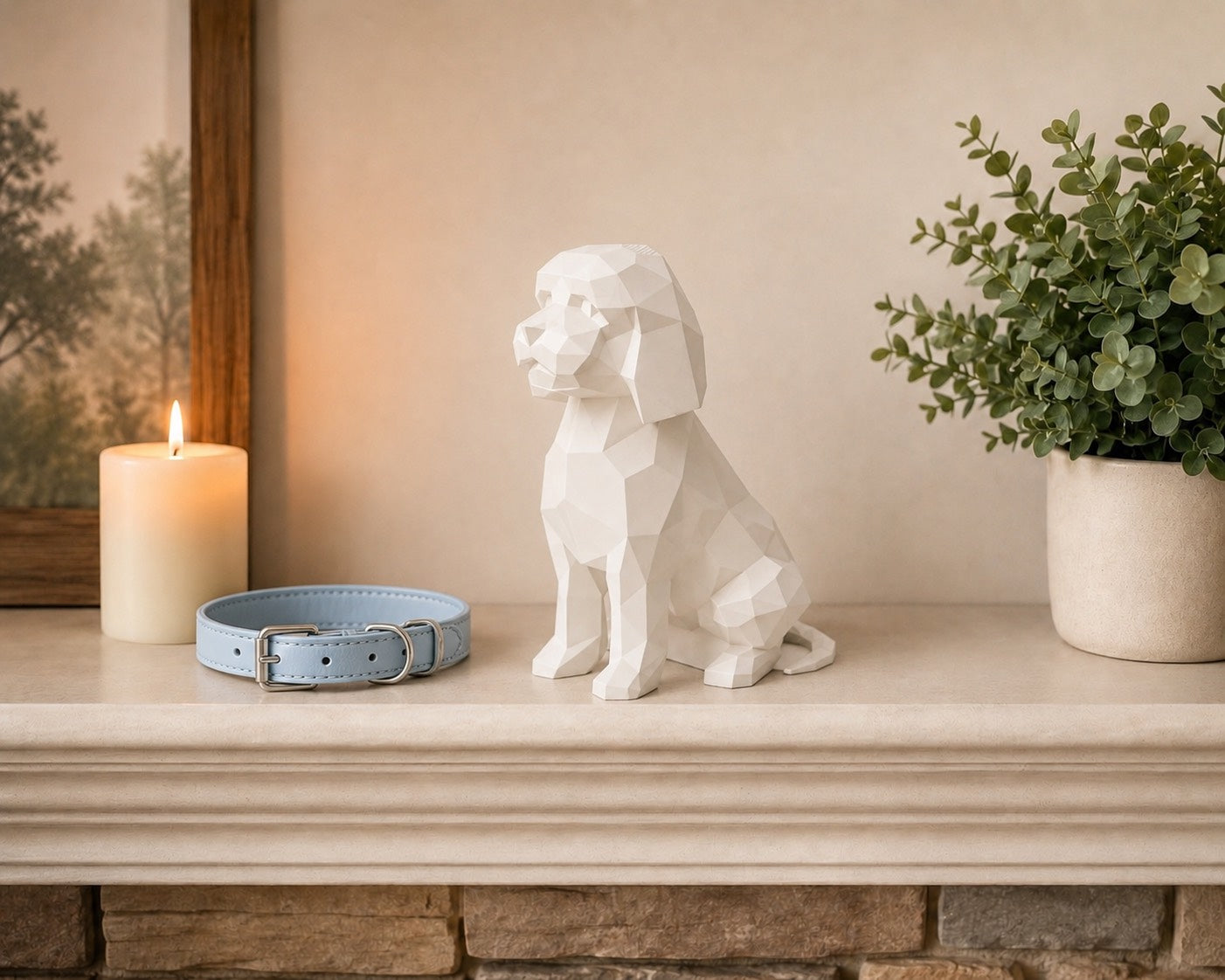 white Mini-Golden Doodle custom Pet Urn