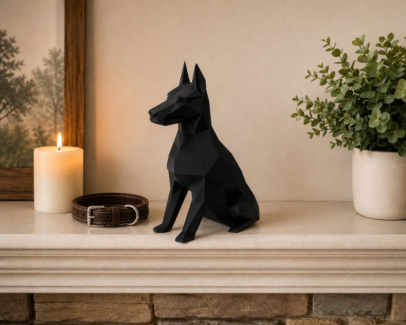 Black Mini-Doberman custom Pet Urn