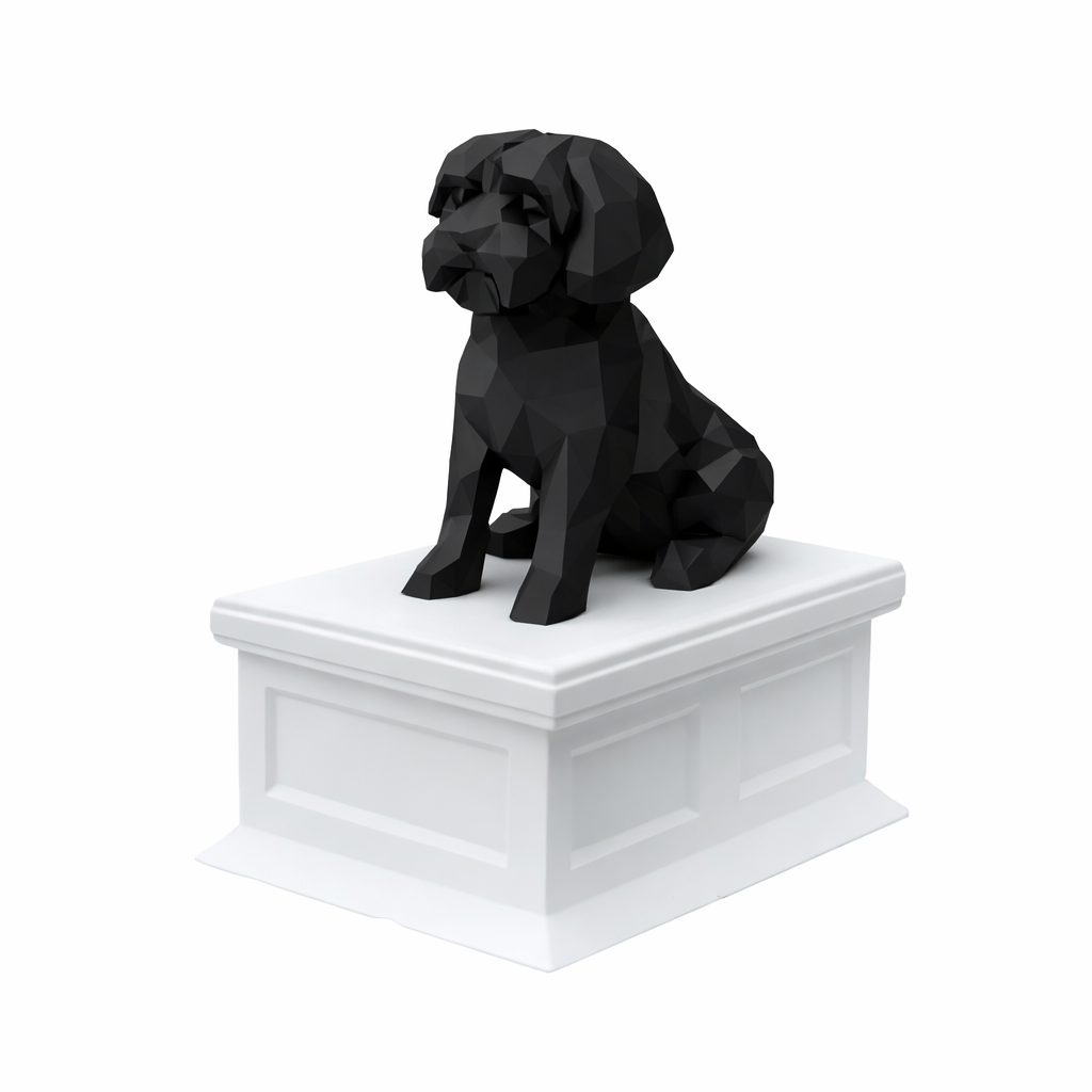 white vault black maltese pet urn