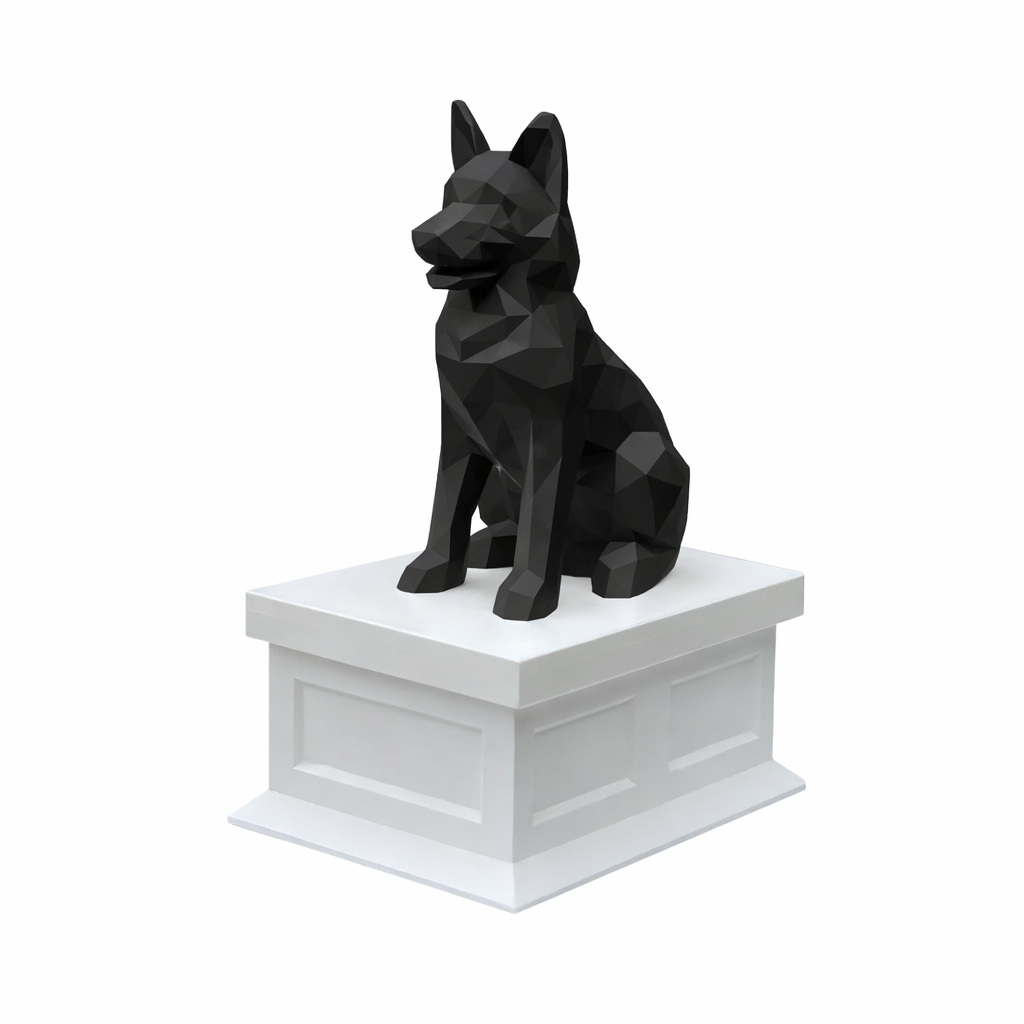 white vault black german shepherd pet urn