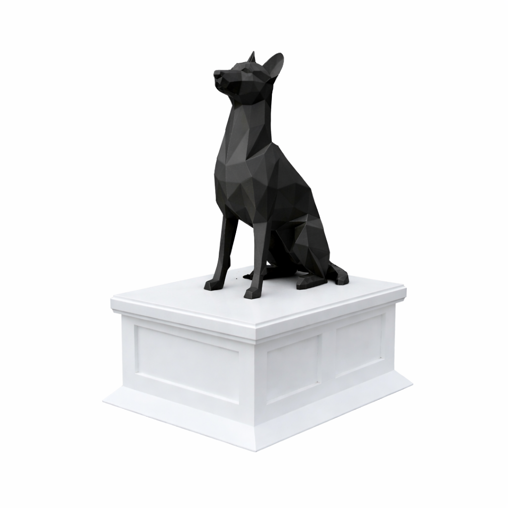 white Vault Black Belgian Malinois Pet Urn
