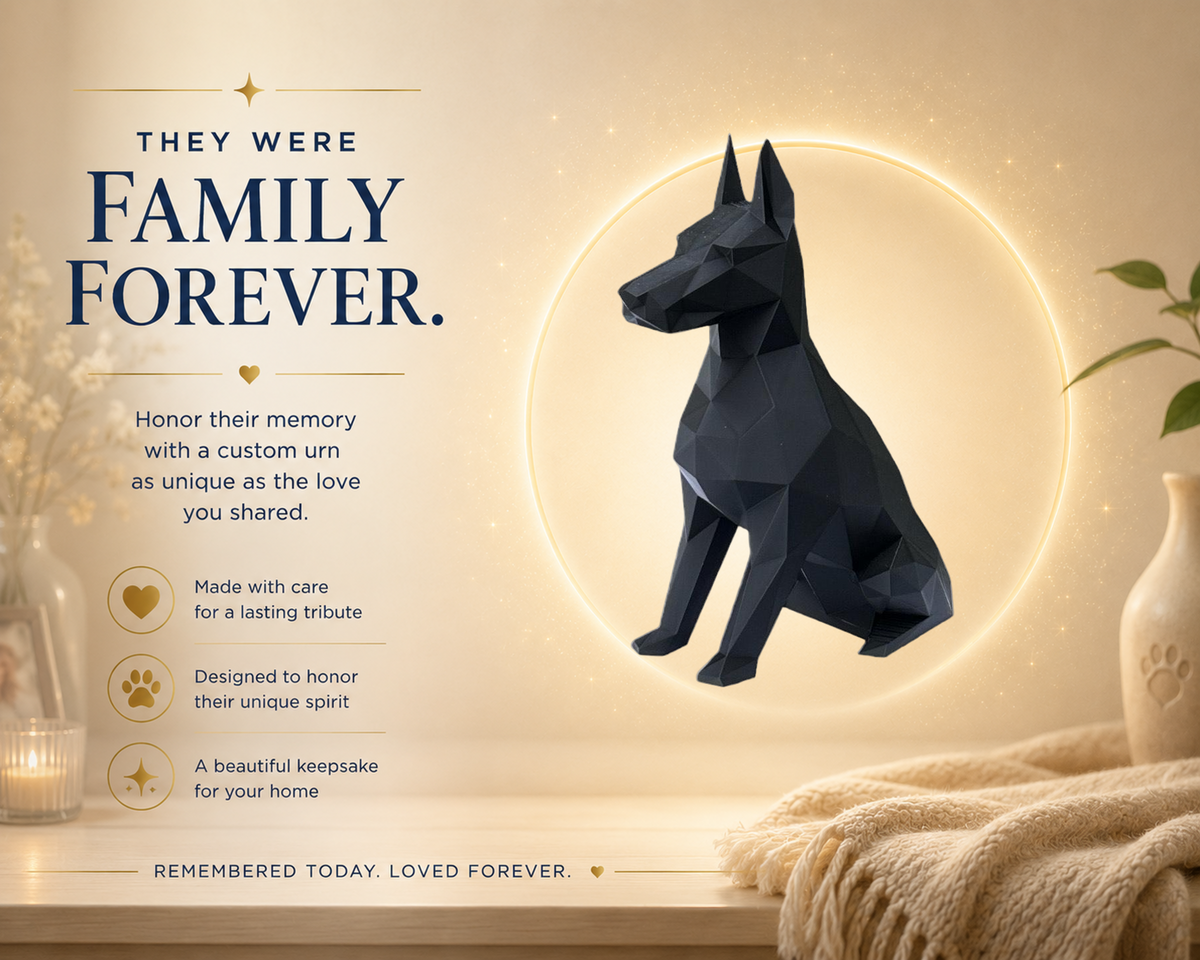 Black Mini-Doberman Custom Pet Urn