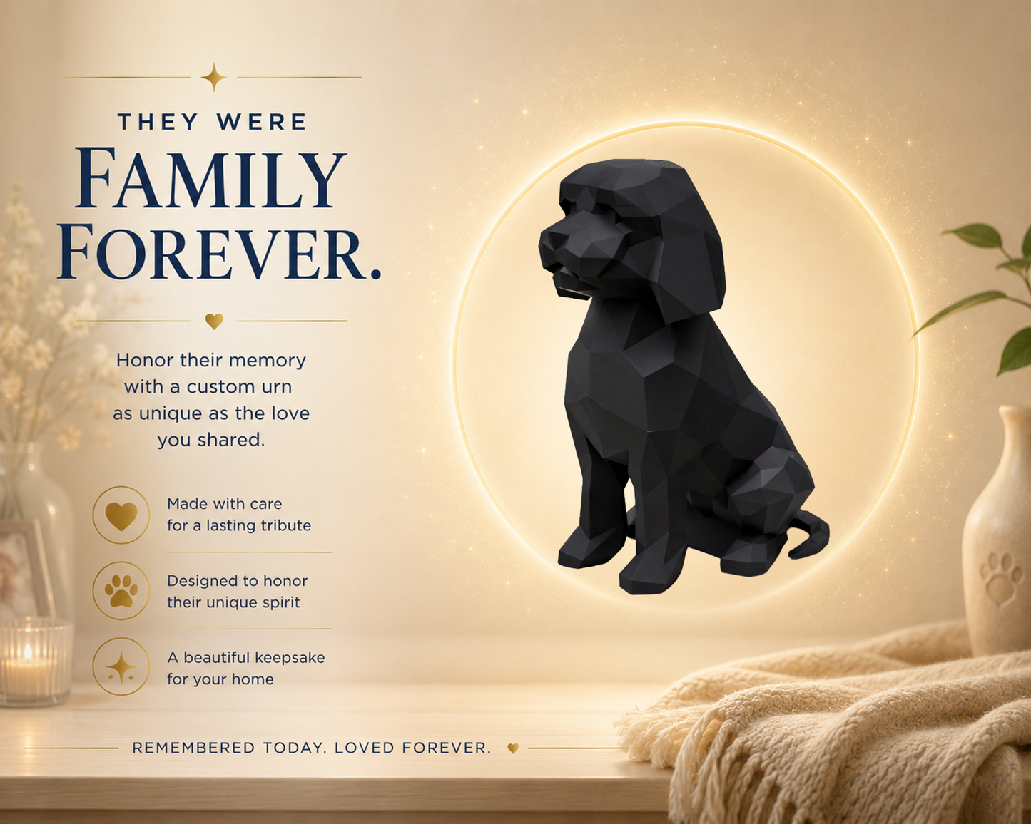 Black Mini-Golden Doodle Custom Pet Urn