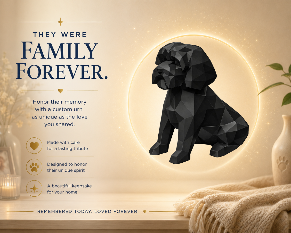 Black Maltese Custom Pet Urn