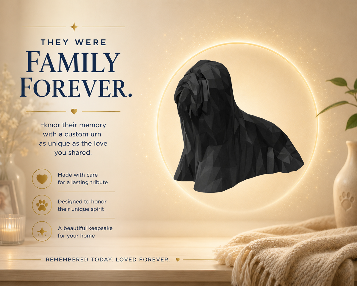 Black Lhasa Apso Custom Pet Urn