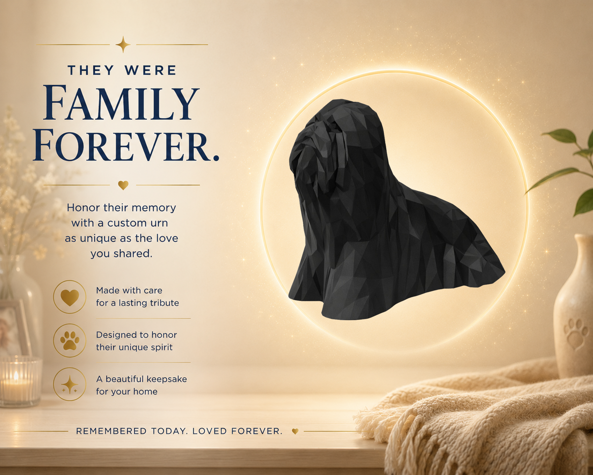Black Lhasa Apso Custom Pet Urn