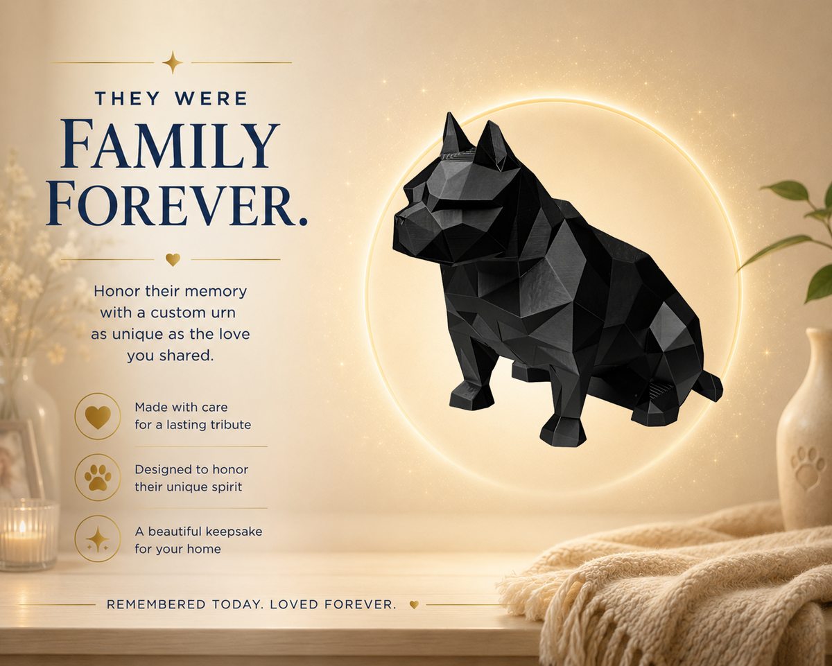 Black American Bulldog Custom Pet Urn