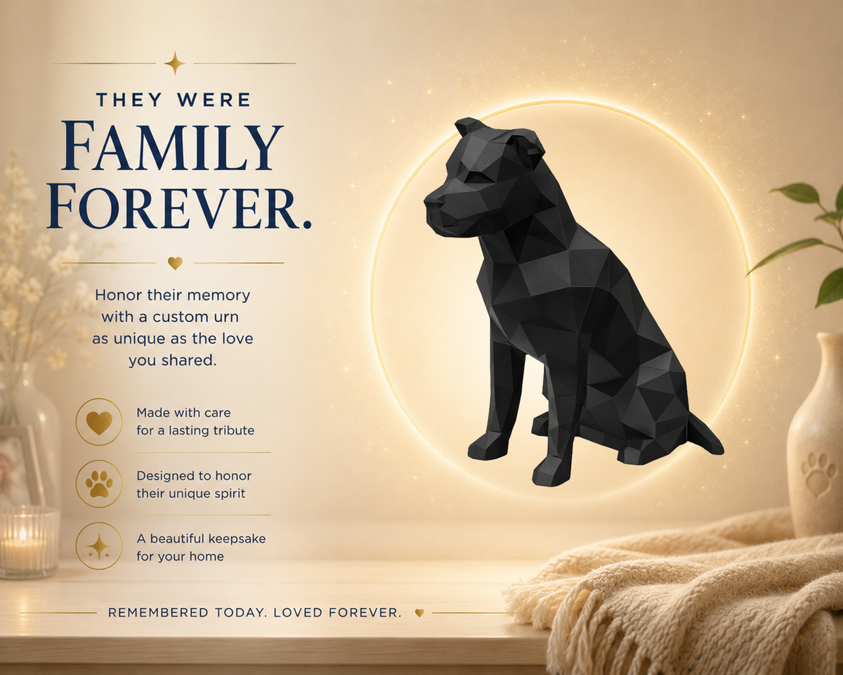 Black Staffordshire Terrier  Pet Urn