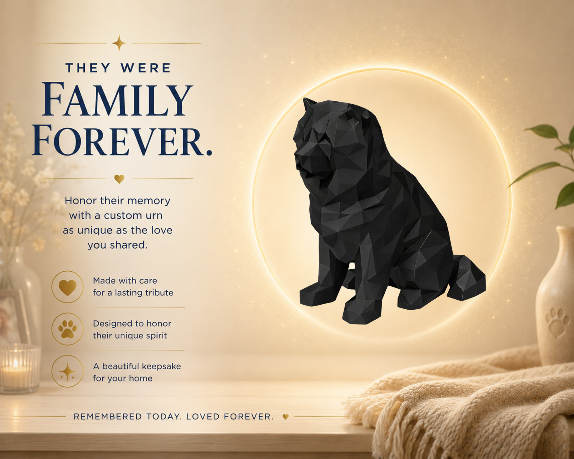 Black Chow Chow Custom Pet Urn